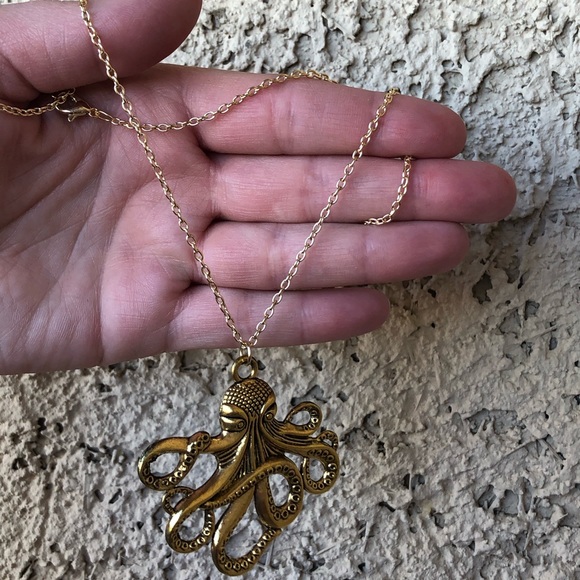 Nautical Octopus Silver Tone Necklace - Picture 6 of 7